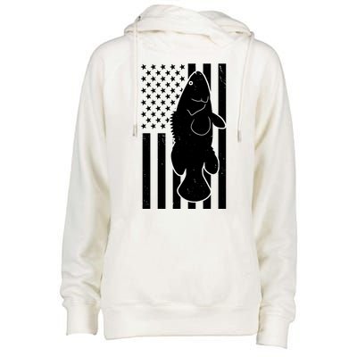 Grouper Fishing USA Flag Womens Funnel Neck Pullover Hood