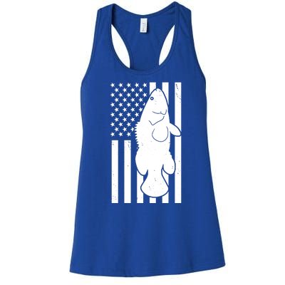 Grouper Fishing USA Flag Women's Racerback Tank