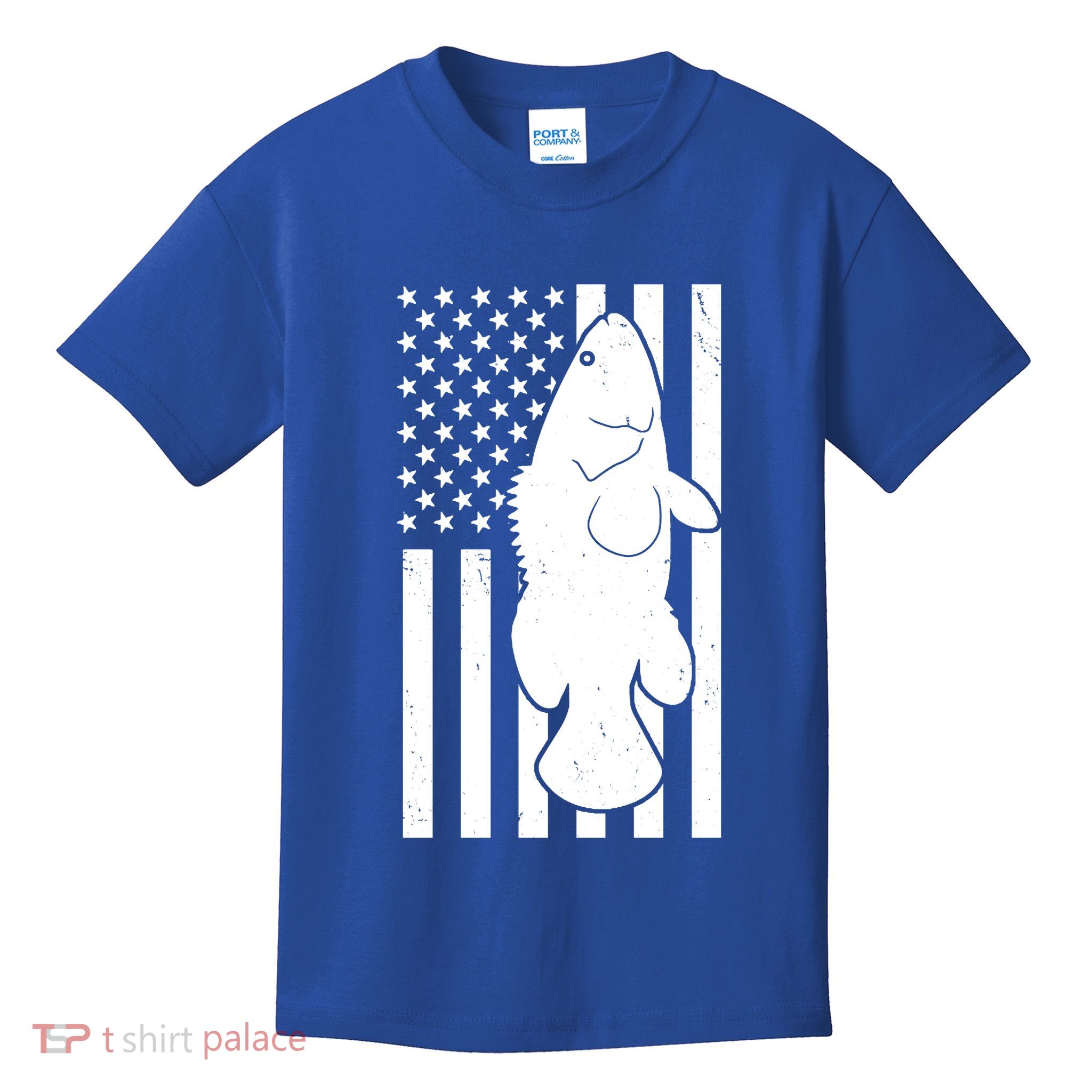 Grouper Fishing USA Flag Kids T-Shirt