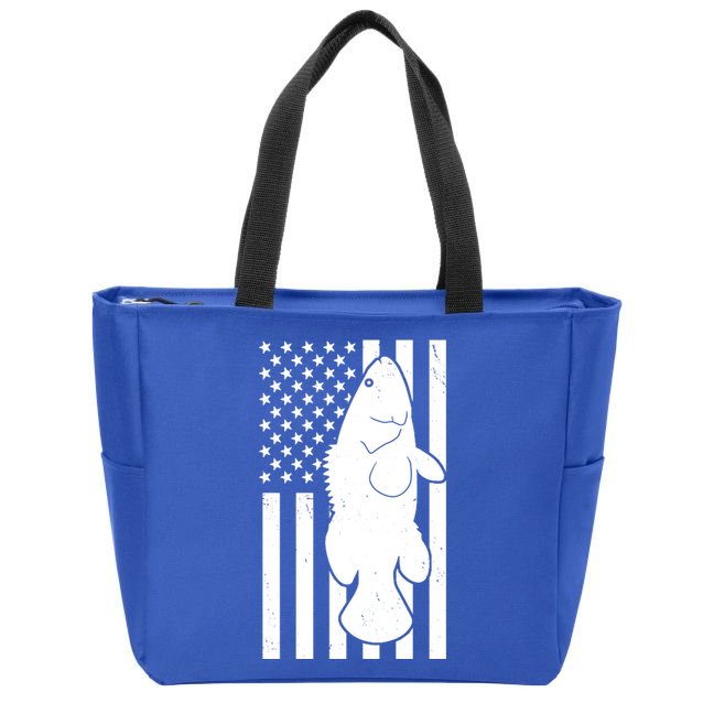 Grouper Fishing USA Flag Zip Tote Bag