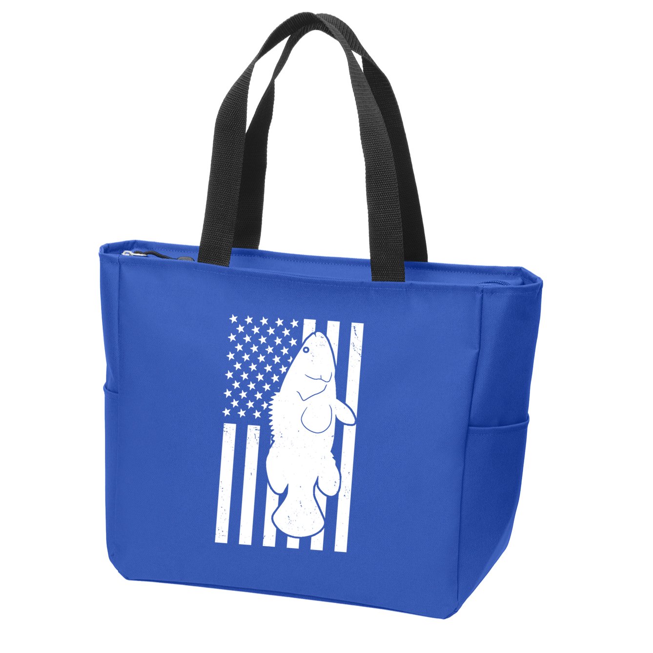 Grouper Fishing USA Flag Zip Tote Bag