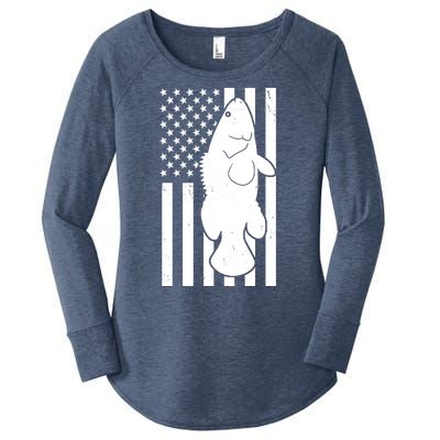 Grouper Fishing USA Flag Women's Perfect Tri Tunic Long Sleeve Shirt