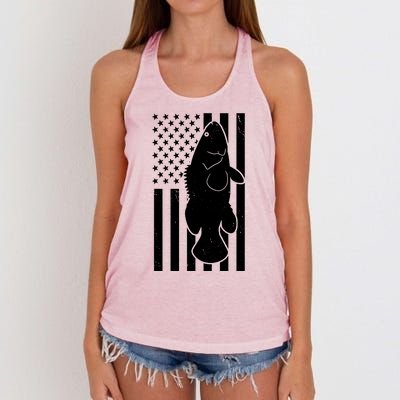 Grouper Fishing USA Flag Women's Knotted Racerback Tank