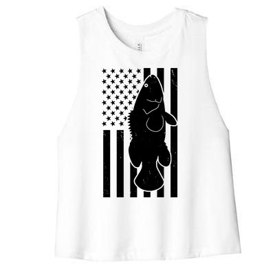 Grouper Fishing USA Flag Women's Racerback Cropped Tank