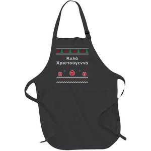 Greek Funny Ugly Christmas Style Merry Christmas Greek Full-Length Apron With Pockets