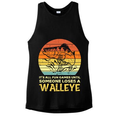 Games Funny Until Someone Loses Walleye Retro Ice Fishing Dad Ladies PosiCharge Tri-Blend Wicking Tank