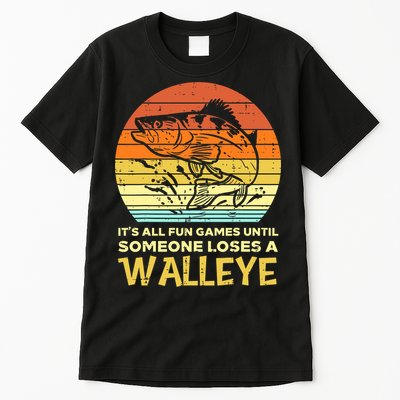 Games Funny Until Someone Loses Walleye Retro Ice Fishing Dad Tall T-Shirt
