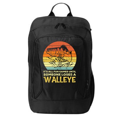 Games Funny Until Someone Loses Walleye Retro Ice Fishing Dad City Backpack