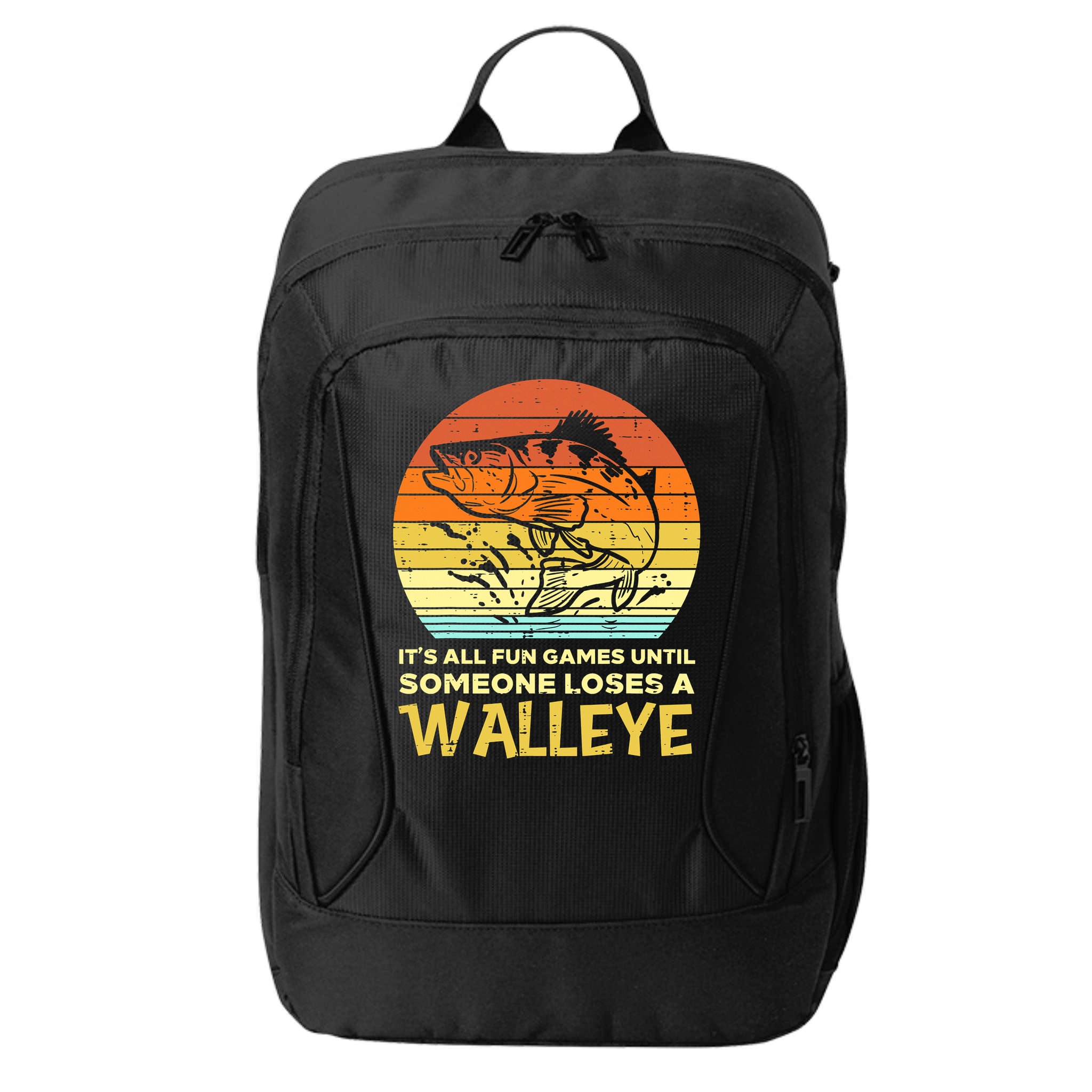 Games Funny Until Someone Loses Walleye Retro Ice Fishing Dad City Backpack