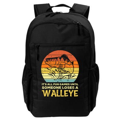 Games Funny Until Someone Loses Walleye Retro Ice Fishing Dad Backpack