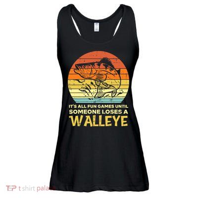 Games Funny Until Someone Loses Walleye Retro Ice Fishing Dad Ladies Essential Flowy Tank