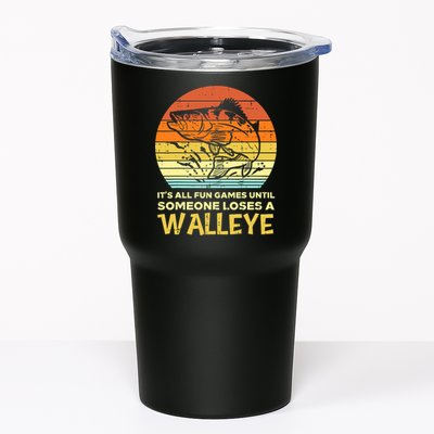 Games Funny Until Someone Loses Walleye Retro Ice Fishing Dad Tumbler