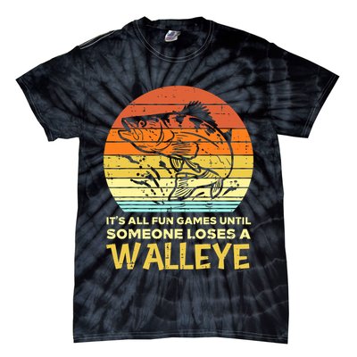Games Funny Until Someone Loses Walleye Retro Ice Fishing Dad Tie-Dye T-Shirt