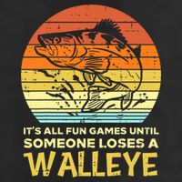 Games Funny Until Someone Loses Walleye Retro Ice Fishing Dad Golf Towel