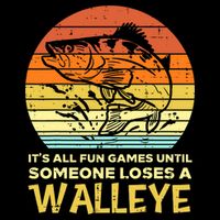 Games Funny Until Someone Loses Walleye Retro Ice Fishing Dad Short Acrylic Beanie