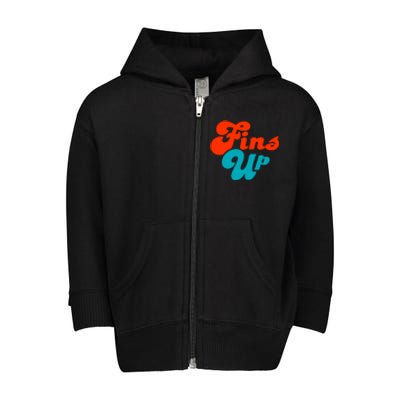 Groovy Fins Up Dolphins Gift For Miami Sport Fan Toddler Zip Fleece Hoodie