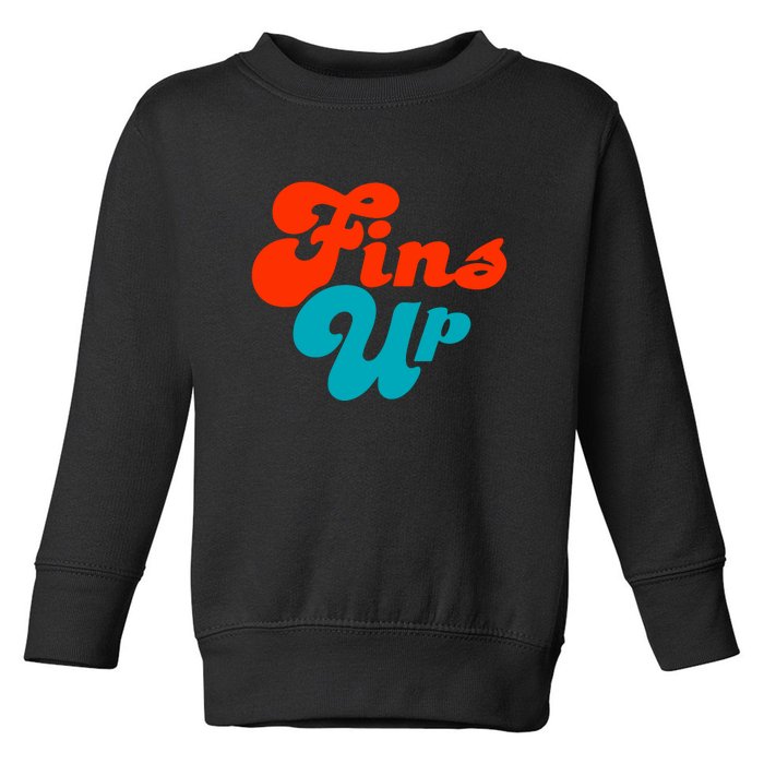 Groovy Fins Up Dolphins Gift For Miami Sport Fan Toddler Sweatshirt