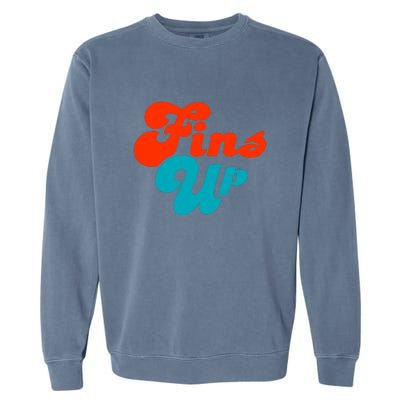 Groovy Fins Up Dolphins Gift For Miami Sport Fan Garment-Dyed Sweatshirt