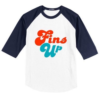 Groovy Fins Up Dolphins Gift For Miami Sport Fan Baseball Sleeve Shirt