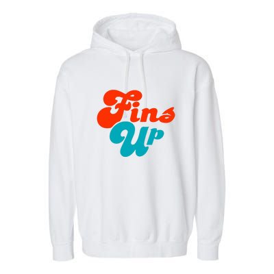 Groovy Fins Up Dolphins Gift For Miami Sport Fan Garment-Dyed Fleece Hoodie