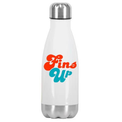 Groovy Fins Up Dolphins Gift For Miami Sport Fan Stainless Steel Insulated Water Bottle