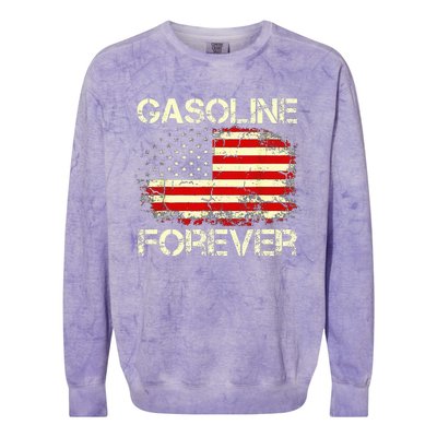 G.A.S.O.L.I.N.E Forever Usa Flag Funny Fuel Gas Cars Garage Lovers Colorblast Crewneck Sweatshirt