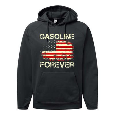 G.A.S.O.L.I.N.E Forever Usa Flag Funny Fuel Gas Cars Garage Lovers Performance Fleece Hoodie