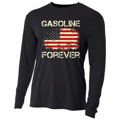 G.A.S.O.L.I.N.E Forever Usa Flag Funny Fuel Gas Cars Garage Lovers Cooling Performance Long Sleeve Crew