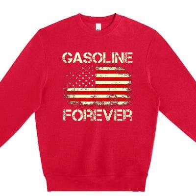 G.A.S.O.L.I.N.E Forever Usa Flag Funny Fuel Gas Cars Garage Lovers Premium Crewneck Sweatshirt