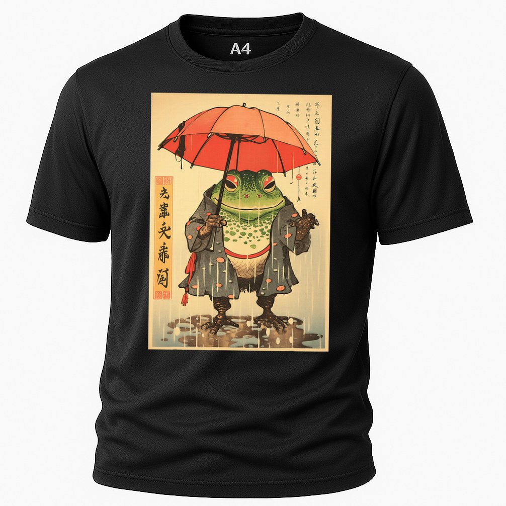 Grumpy Frog Unimpressed Toad Vintage Japanese Aesthetic Cooling Performance Crew T-Shirt