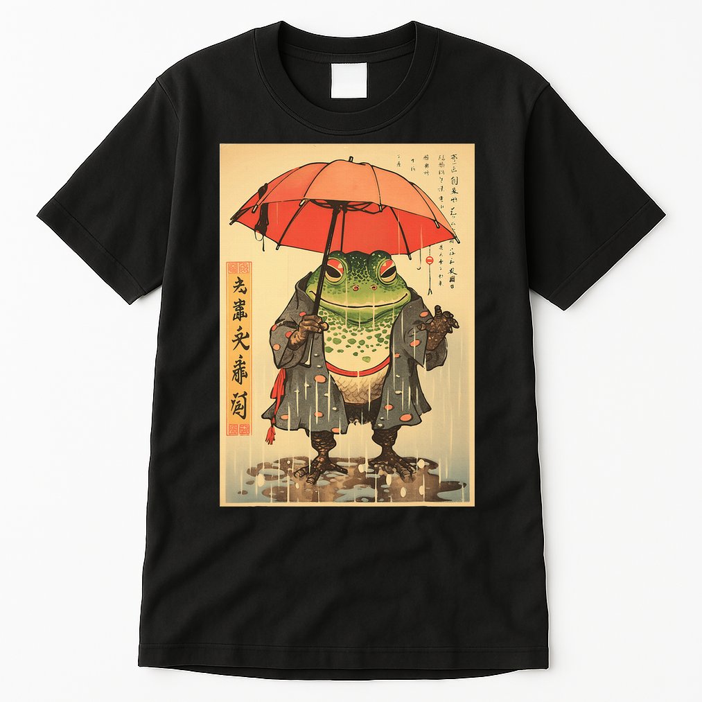 Grumpy Frog Unimpressed Toad Vintage Japanese Aesthetic Tall T-Shirt