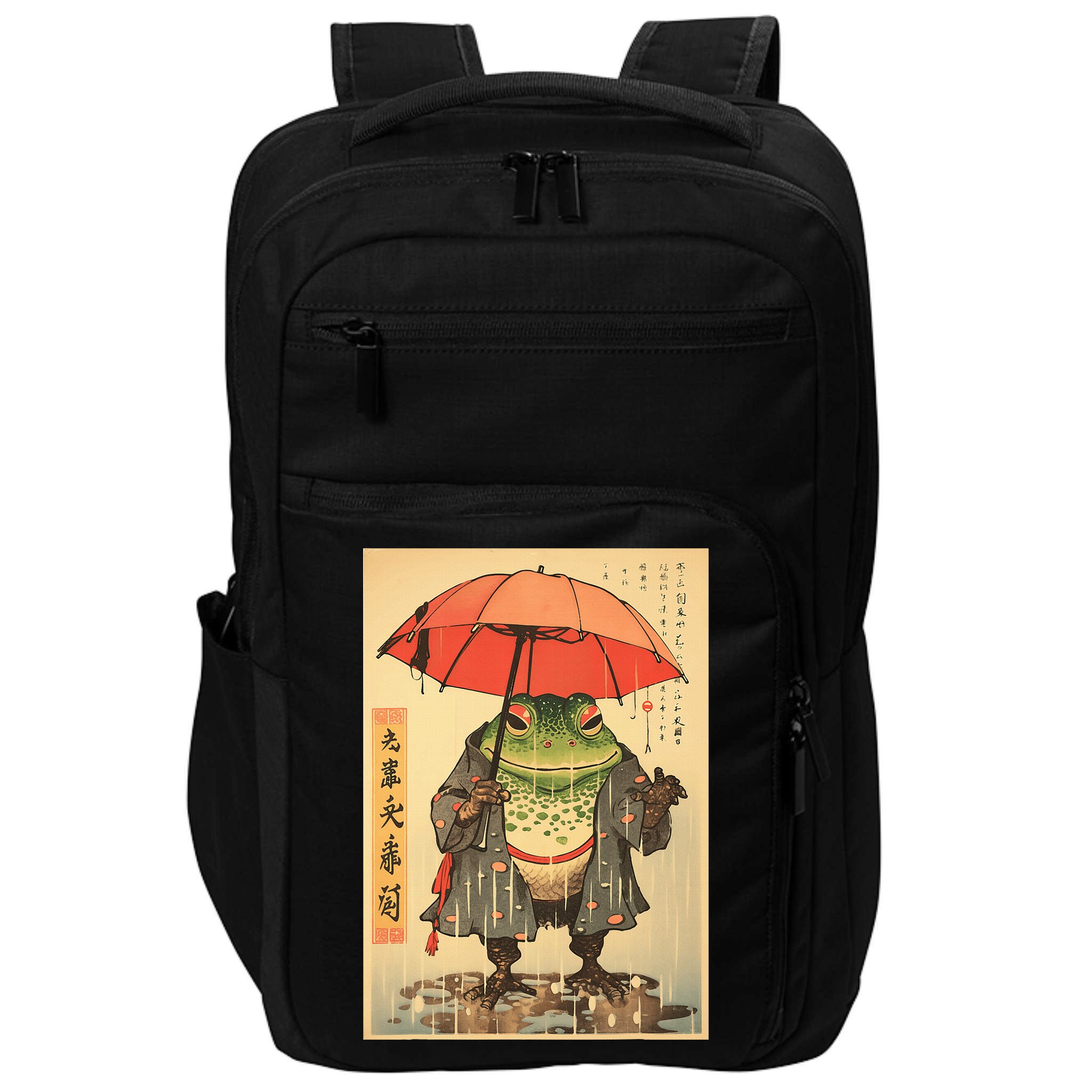 Grumpy Frog Unimpressed Toad Vintage Japanese Aesthetic Impact Tech Backpack