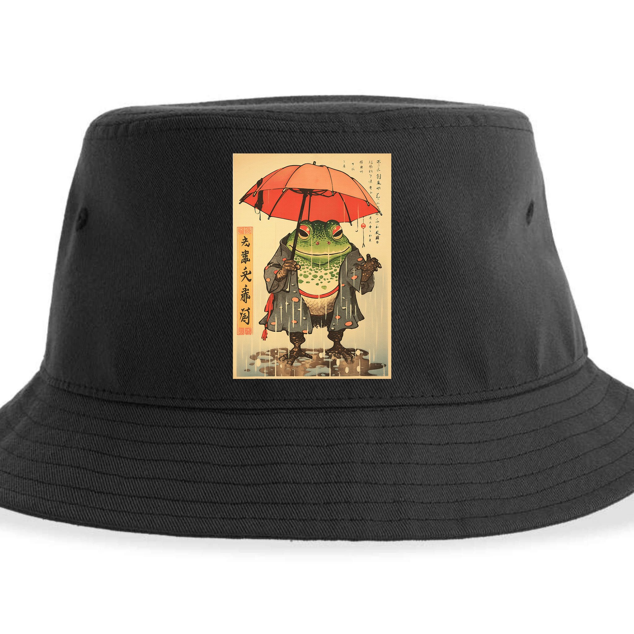 Grumpy Frog Unimpressed Toad Vintage Japanese Aesthetic Sustainable Bucket Hat