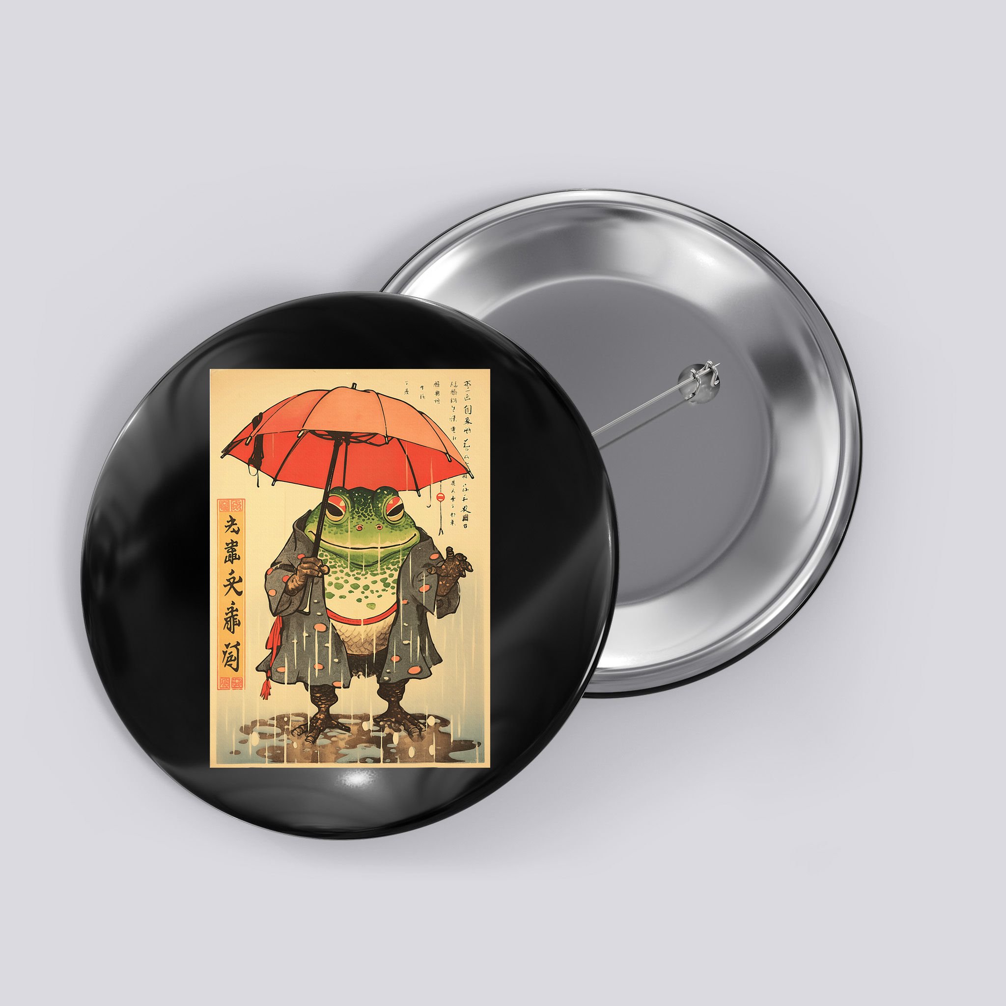 Grumpy Frog Unimpressed Toad Vintage Japanese Aesthetic Button
