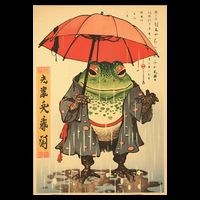 Grumpy Frog Unimpressed Toad Vintage Japanese Aesthetic Button