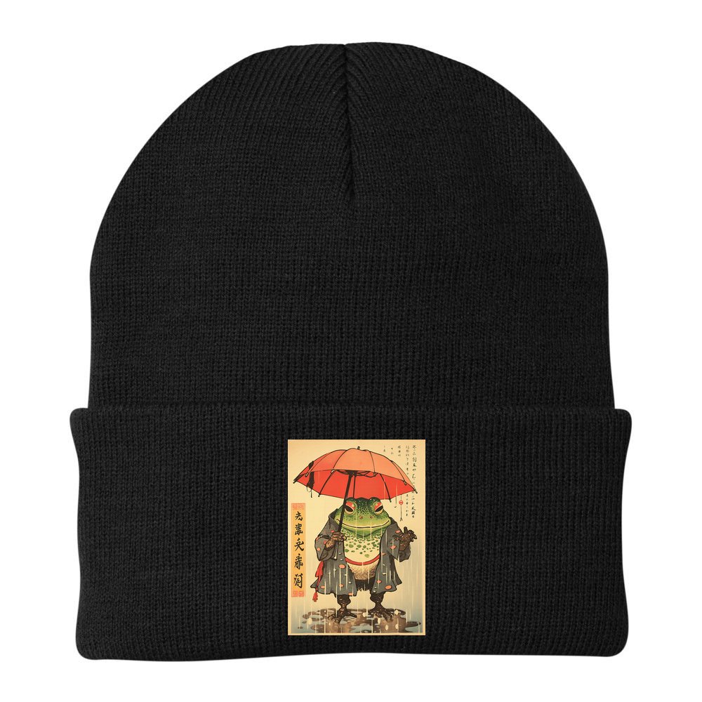 Grumpy Frog Unimpressed Toad Vintage Japanese Aesthetic Beanie