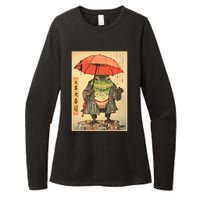 Grumpy Frog Unimpressed Toad Vintage Japanese Aesthetic Womens CVC Long Sleeve Shirt