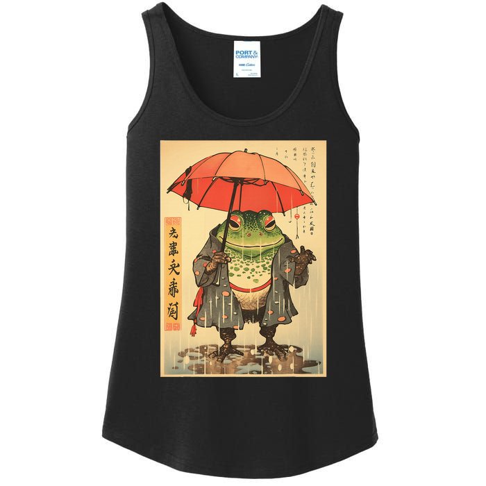 Grumpy Frog Unimpressed Toad Vintage Japanese Aesthetic Ladies Essential Tank