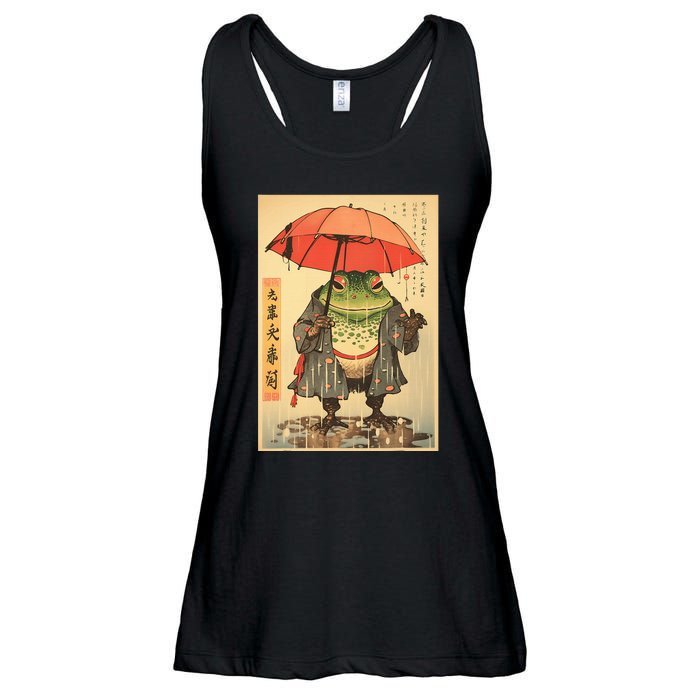 Grumpy Frog Unimpressed Toad Vintage Japanese Aesthetic Ladies Essential Flowy Tank