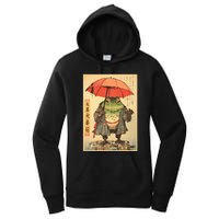 Grumpy Frog Unimpressed Toad Vintage Japanese Aesthetic Women's Pullover Hoodie