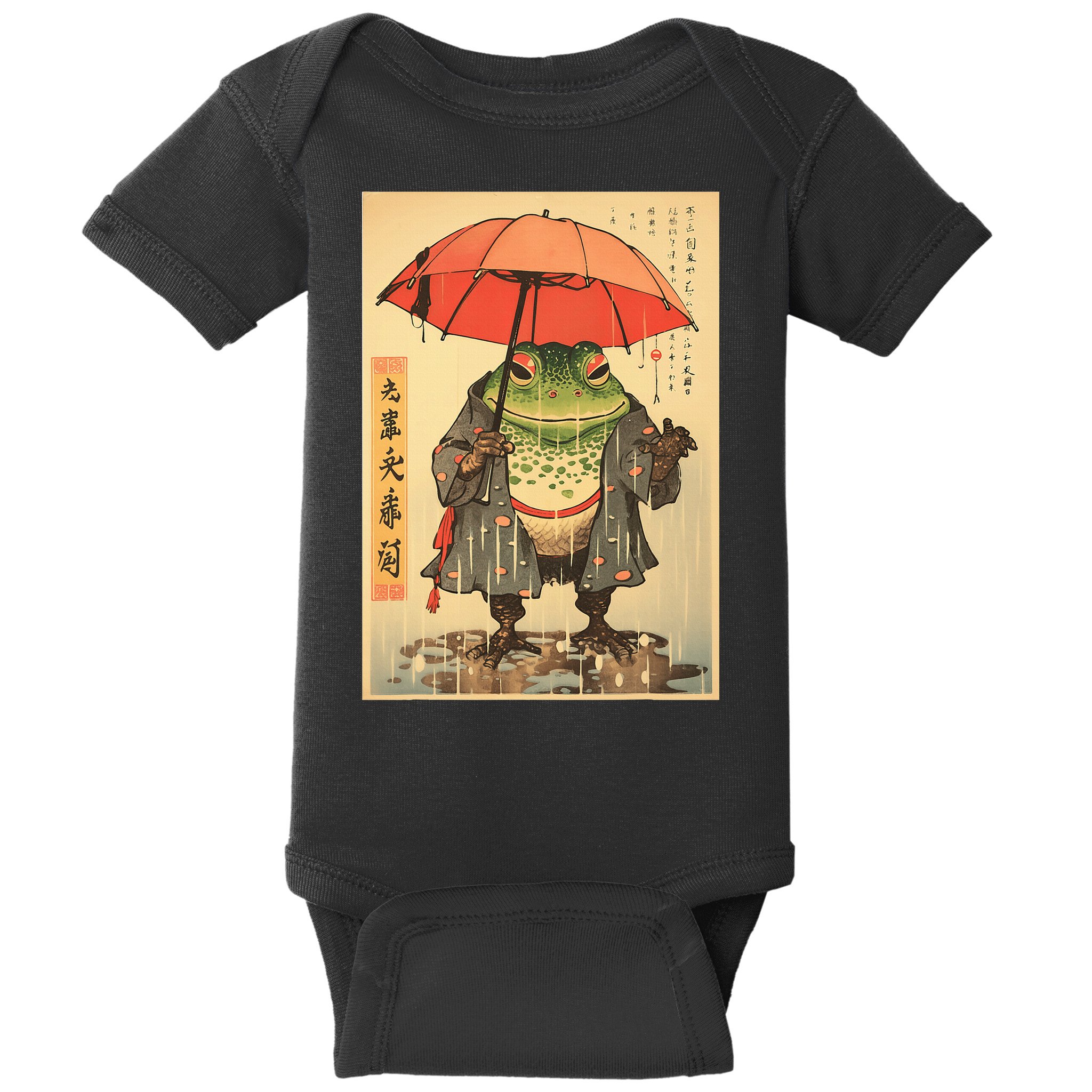 Grumpy Frog Unimpressed Toad Vintage Japanese Aesthetic Baby Bodysuit