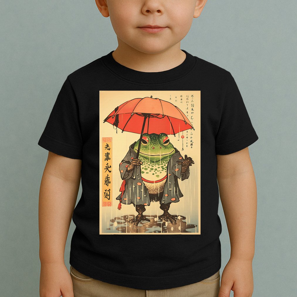 Grumpy Frog Unimpressed Toad Vintage Japanese Aesthetic Toddler T-Shirt