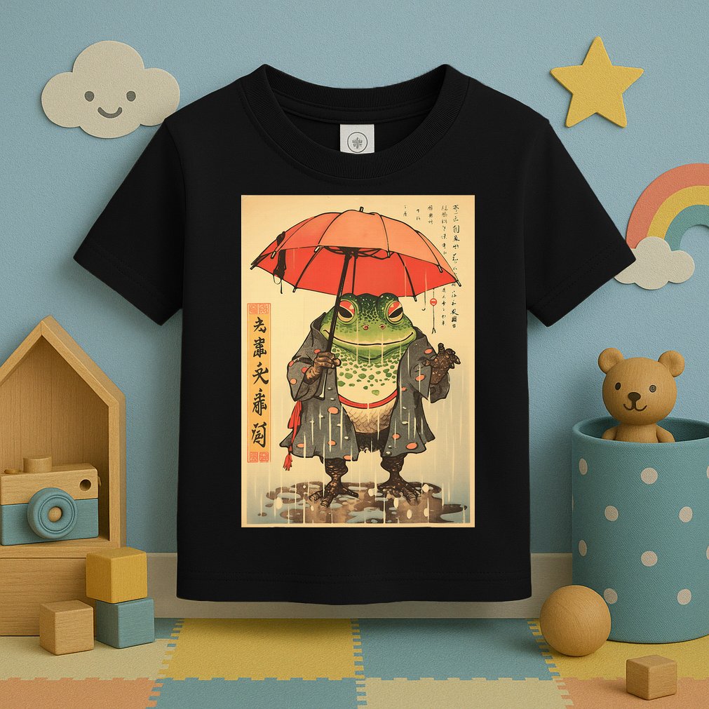 Grumpy Frog Unimpressed Toad Vintage Japanese Aesthetic Toddler T-Shirt