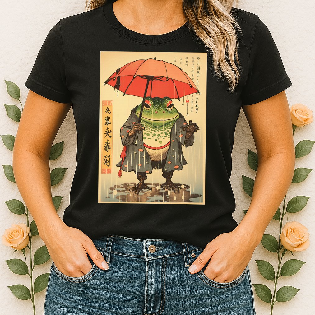 Grumpy Frog Unimpressed Toad Vintage Japanese Aesthetic Womens T-Shirt