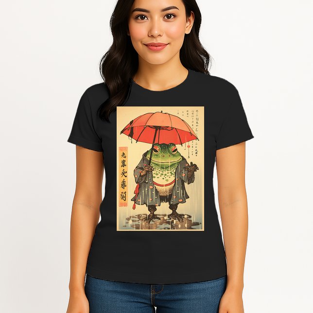 Grumpy Frog Unimpressed Toad Vintage Japanese Aesthetic Womens T-Shirt