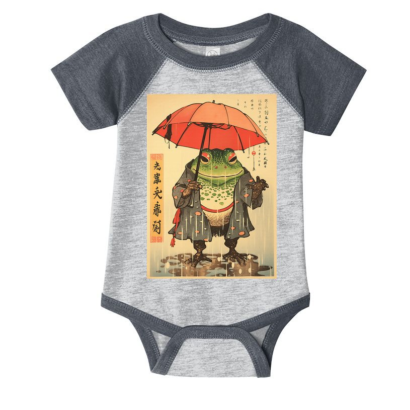 Grumpy Frog Unimpressed Toad Vintage Japanese Aesthetic Infant Baby Jersey Bodysuit