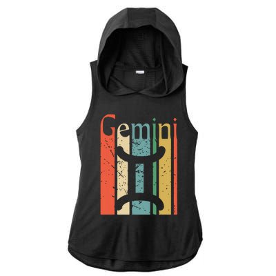 Gemini Funny Vintage Style Gemini Zodiac Ladies PosiCharge Tri-Blend Wicking Draft Hoodie Tank