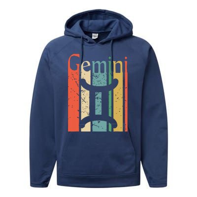 Gemini Funny Vintage Style Gemini Zodiac Performance Fleece Hoodie