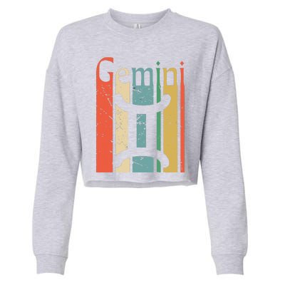 Gemini Funny Vintage Style Gemini Zodiac Cropped Pullover Crew