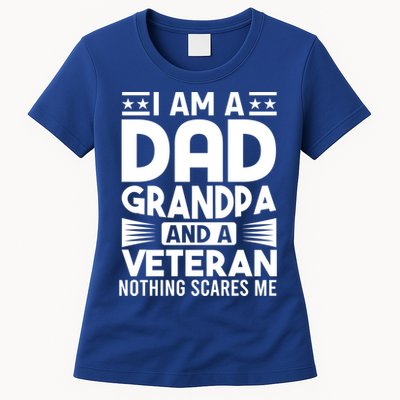 Gifts For Veterans Gift Fathers I Am A Dad Grandpa And Veteran Gift Womens T-Shirt